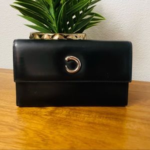CARTIER Black Leather Panther Long Wallet 💯 AUTHENTIC